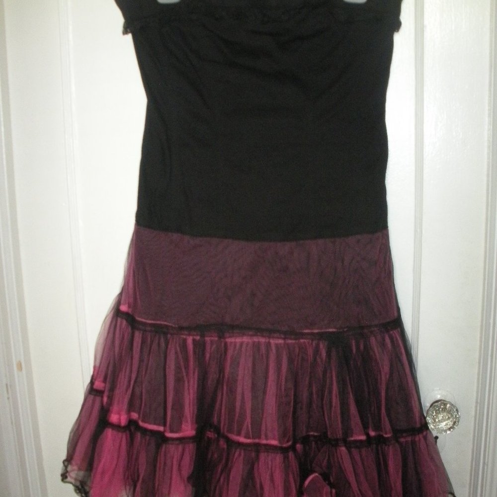 Tripp NYC Black Strapless Dress Pink/Black Tulle